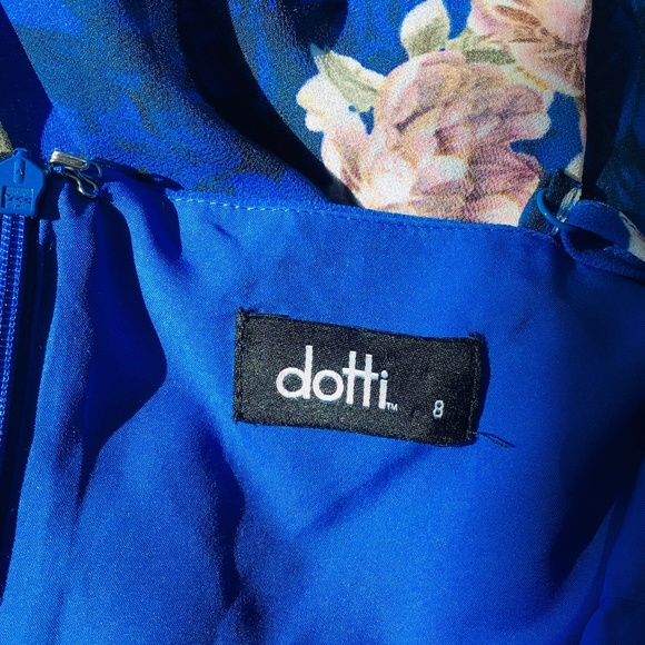 DOTTI size 8 blue floral chiffon dress with spaghetti straps - Picture 7 of 9